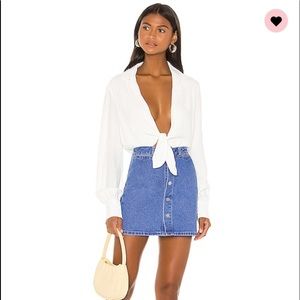 Bardot white collared bodysuit- S